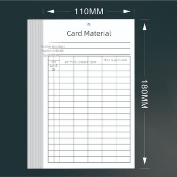 Card materiale depozitare și inventar, card primire-expediere, card de identificare a depozitului, card suspendat, cu față dublă