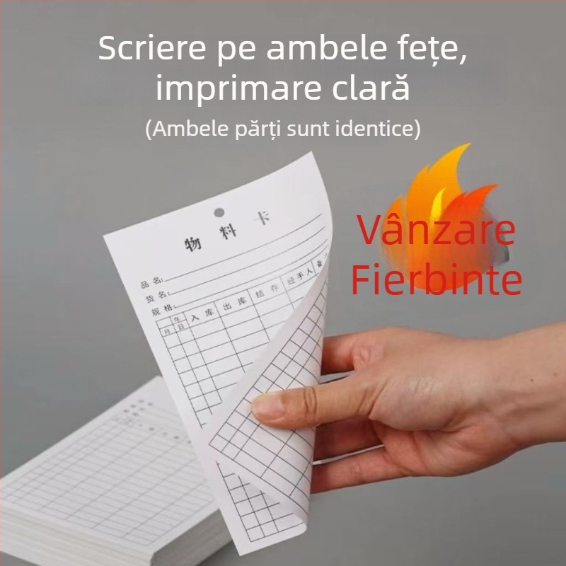 Card materiale depozitare și inventar, card primire-expediere, card de identificare a depozitului, card suspendat, cu față dublă