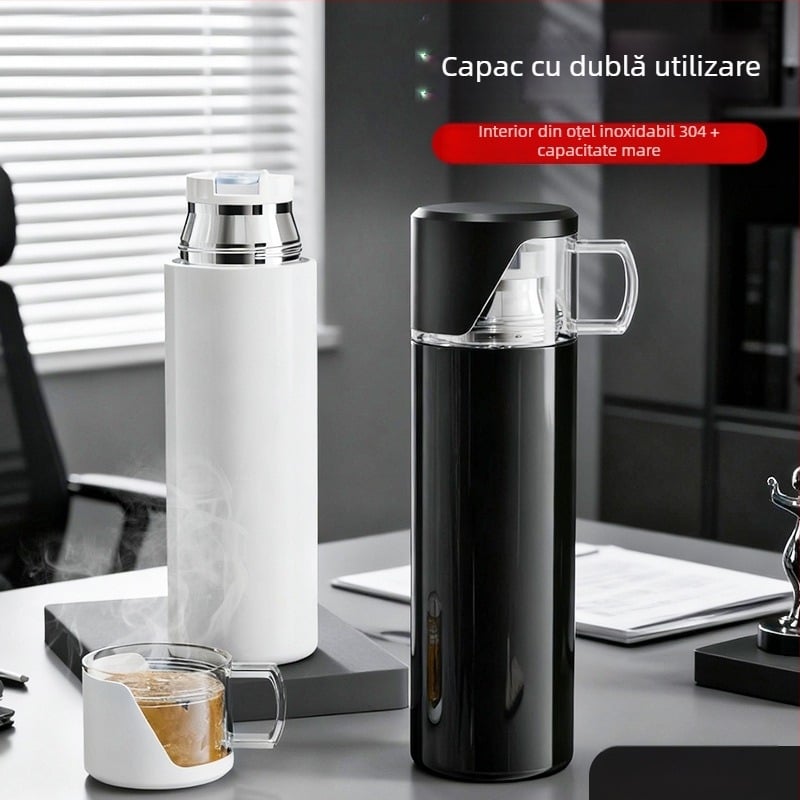 Cana termos din oțel inoxidabil 304, capacitate mare, design drept, portabilă pentru birou și casă, potrivită pentru exterior