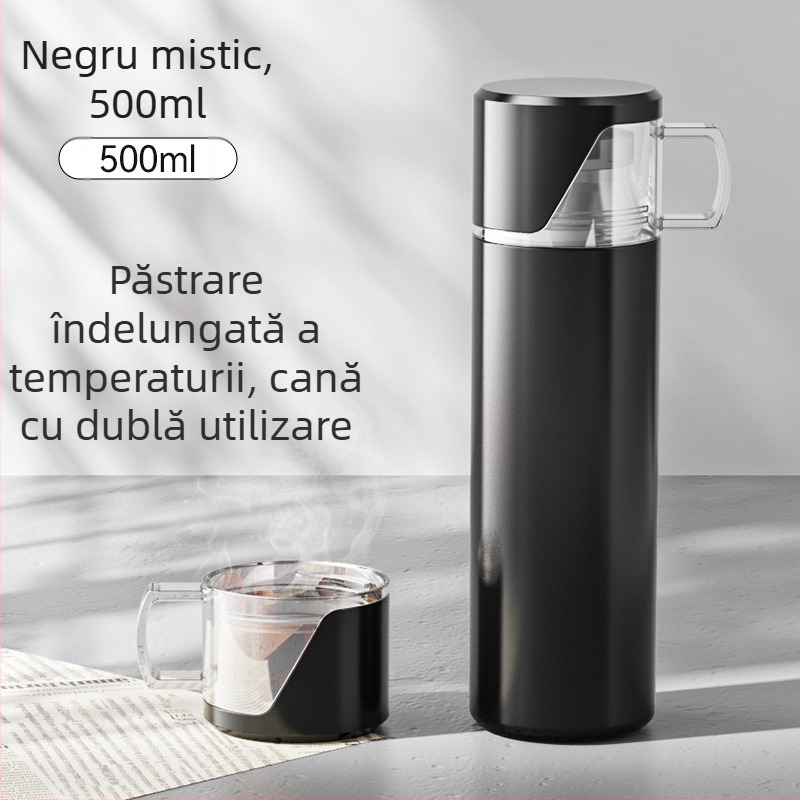 Cana termos din oțel inoxidabil 304, capacitate mare, design drept, portabilă pentru birou și casă, potrivită pentru exterior