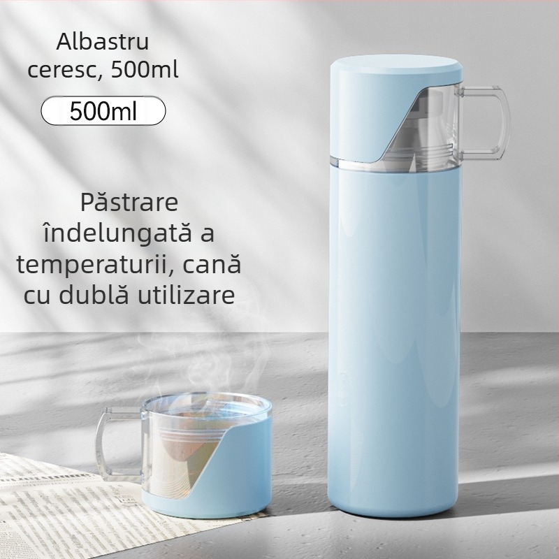 Cana termos din oțel inoxidabil 304, capacitate mare, design drept, portabilă pentru birou și casă, potrivită pentru exterior