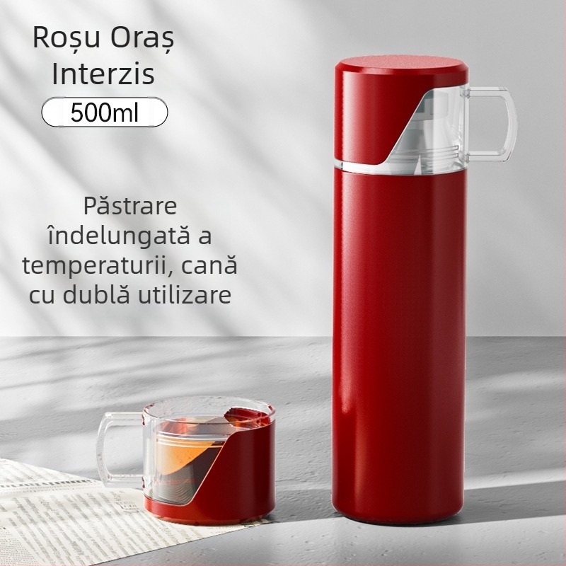 Cana termos din oțel inoxidabil 304, capacitate mare, design drept, portabilă pentru birou și casă, potrivită pentru exterior