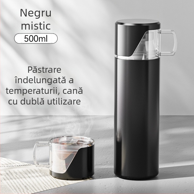 Cana termos din oțel inoxidabil 304, capacitate mare, design drept, portabilă pentru birou și casă, potrivită pentru exterior