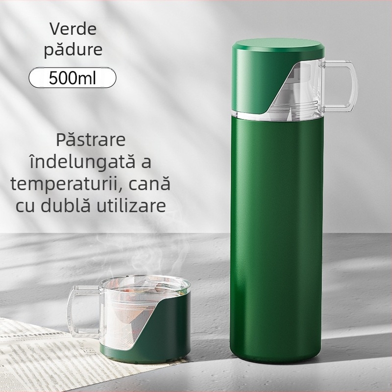 Cana termos din oțel inoxidabil 304, capacitate mare, design drept, portabilă pentru birou și casă, potrivită pentru exterior