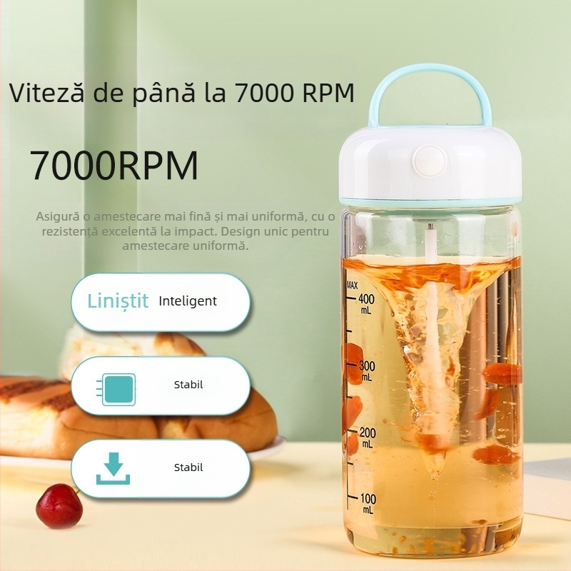 Cană de shake din sticlă pentru proteine, portabilă, cu amestecare automată și încărcare reîncărcabilă