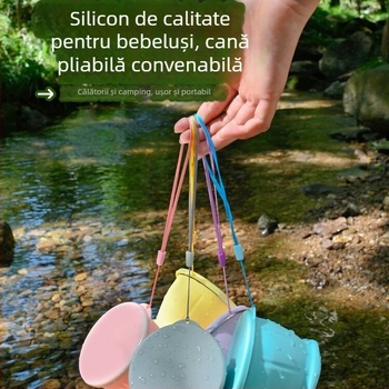 Pahar pliabil din silicon, portabil, pentru apă, pentru camping și călătorii