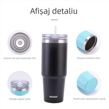 Cupe izolate din oțel inoxidabil 304 pentru mașină, capacitate mare 20 oz/30 oz, cu capac și pai, menține băuturile calde sau reci
