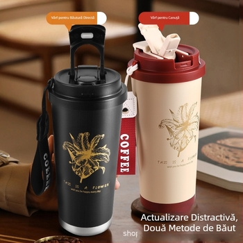 Lily of the Valley cană izolată din oțel inoxidabil 316 pentru femei — cană portabilă de exterior cu mâner din frânghie