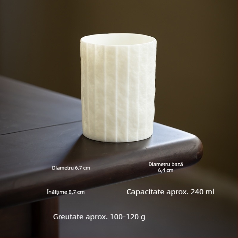 Ceasă de cafea cu finisaj mat și model origami, din porțelan alb, potrivită pentru latte art, băuturi și ceai.