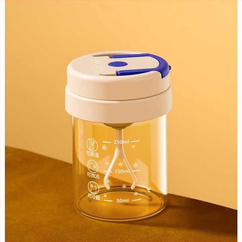 Cana de amestec complet automată cu scară de măsurare, shaker pentru proteine, cană de cafea, mixer electric pentru pudră de soia, pahar de sticlă