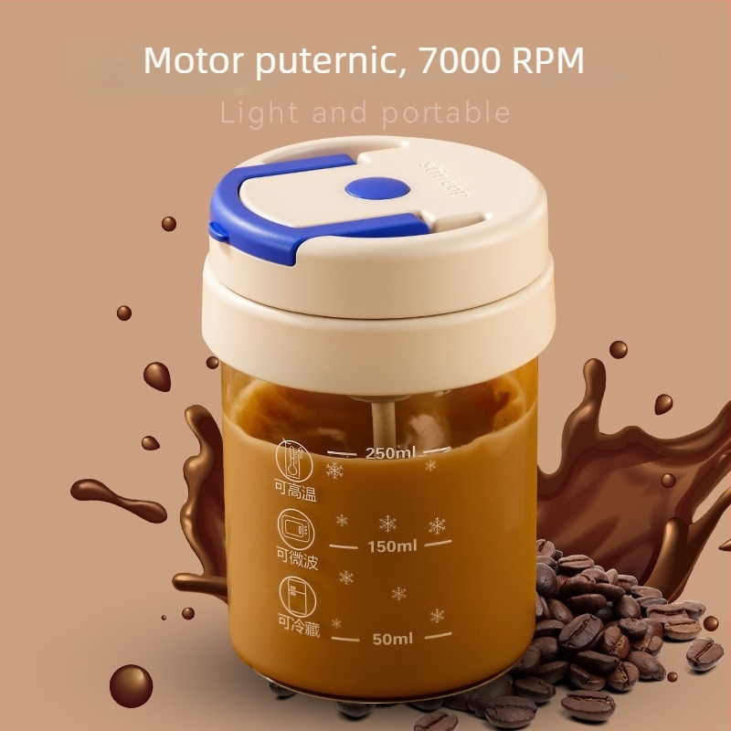 Cana de amestec complet automată cu scară de măsurare, shaker pentru proteine, cană de cafea, mixer electric pentru pudră de soia, pahar de sticlă
