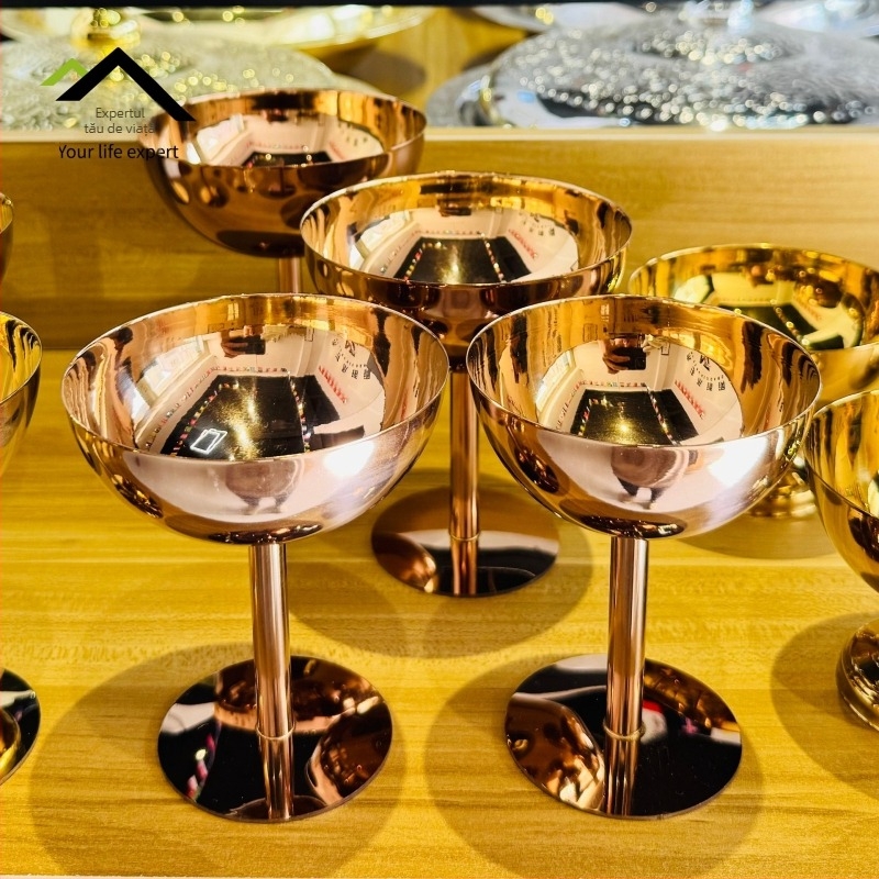 Cupe de desert din oțel inoxidabil nemagnetic, pentru înghețată, chec cu iaurt, budincă și cocktail, cupe pentru salată Bird's Nest