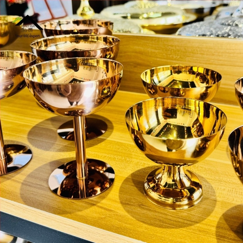 Cupe de desert din oțel inoxidabil nemagnetic, pentru înghețată, chec cu iaurt, budincă și cocktail, cupe pentru salată Bird's Nest