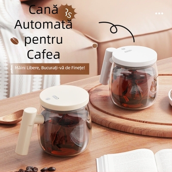 Cană automată de amestecare – cană de cafea electrică din sticlă cu scară, reîncărcabilă, portabilă