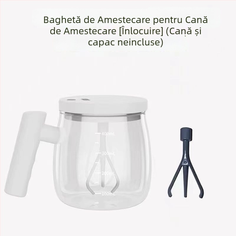 Cană automată de amestecare – cană de cafea electrică din sticlă cu scară, reîncărcabilă, portabilă