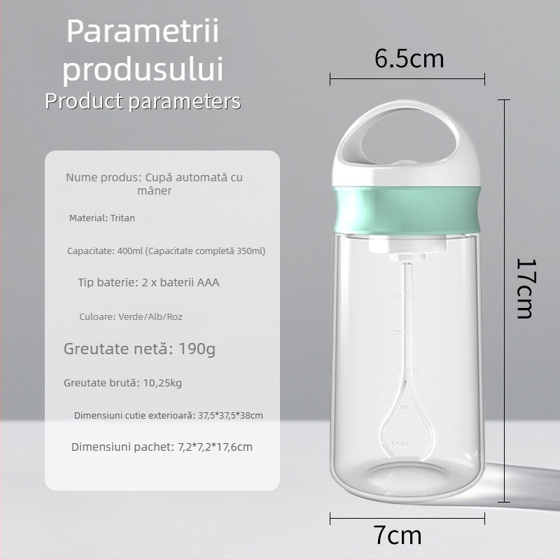 Shaker automat portabil pentru pudră de lapte și pudră de proteine, cu cântar încorporat