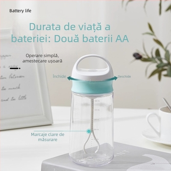 Cupă automată de amestecare și shaker, PP de calitate alimentară, pentru pudră de proteine, pudră de înlocuire a meselor și pudră de lapte