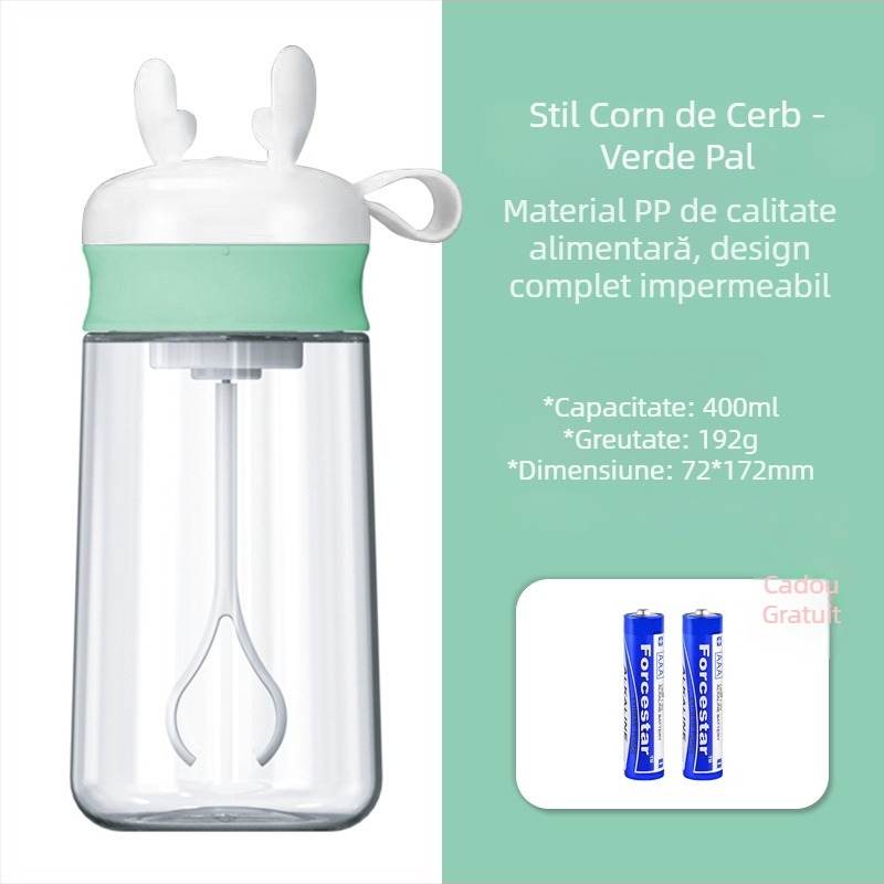 Cupă automată de amestecare și shaker, PP de calitate alimentară, pentru pudră de proteine, pudră de înlocuire a meselor și pudră de lapte