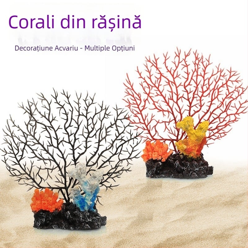 Ornamente din rășină pentru acvariu: sirenă, coral, scoică și copac de fier