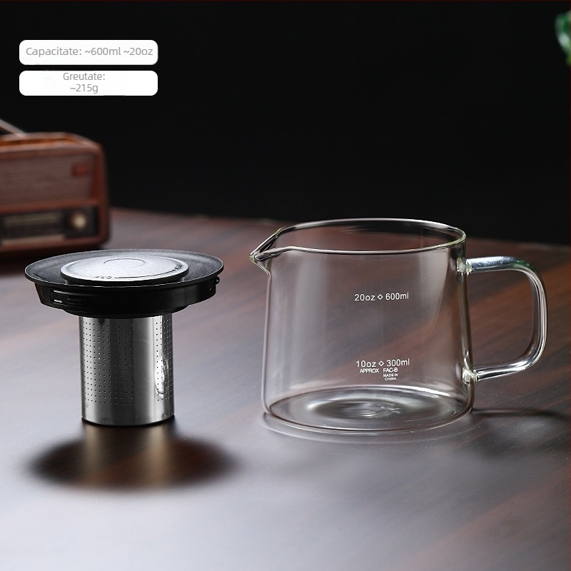 Ceainic și cafetieră din sticlă borosilicat de înaltă calitate, cu capacitate mare, filtru din oțel inoxidabil, pentru plită electrică din ceramică