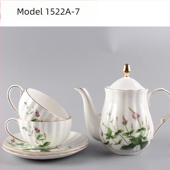 Set de cafea din porțelan cu os, 1 oală și 2 căni, stil european, pentru cafea după-amiaza, personalizare logo disponibil