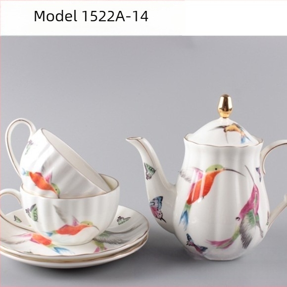 Set de cafea din porțelan cu os, 1 oală și 2 căni, stil european, pentru cafea după-amiaza, personalizare logo disponibil