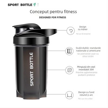 Shaker de fitness pentru shake-uri proteice, înlocuitor de masă, recipient de amestec portabil, cu capacitate mare