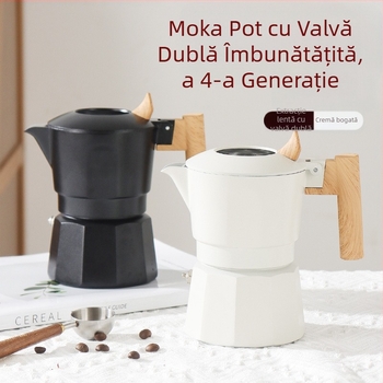 Moka cu două valve, a patra generație, pentru plită electrică, espressor italian compact pentru uz casnic și în aer liber