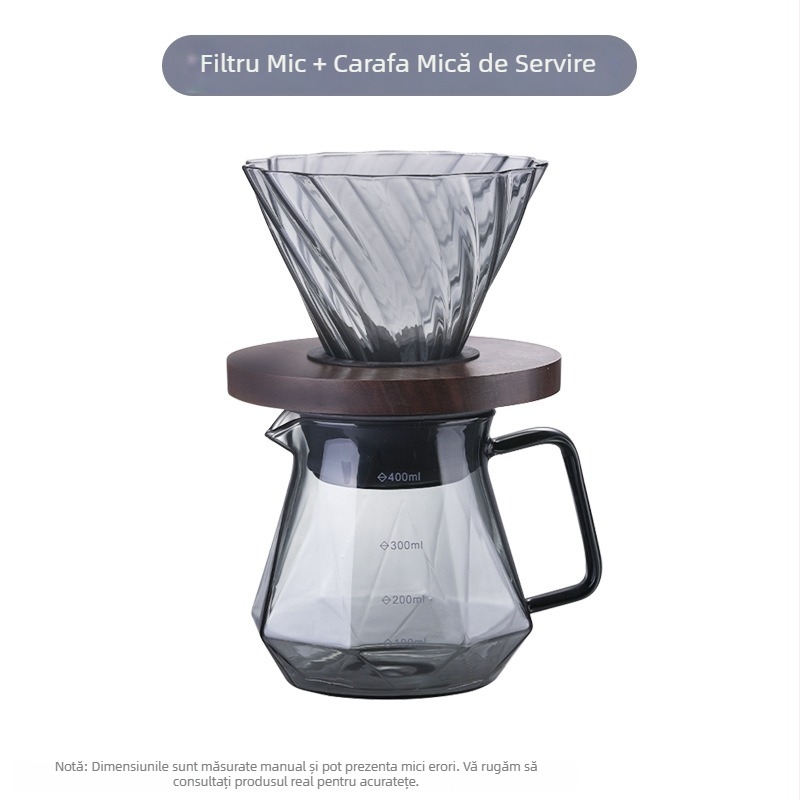 Cafetieră inteligentă pentru cafea prin picurare, cu filtru din sticlă detașabil și accesorii pentru preparare manuală