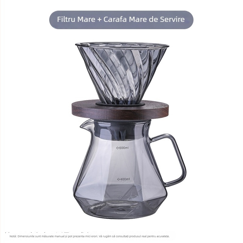 Cafetieră inteligentă pentru cafea prin picurare, cu filtru din sticlă detașabil și accesorii pentru preparare manuală