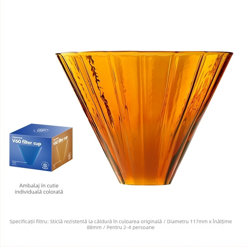 Pahar de filtrare V60 din sticlă rezistentă la căldură și carafă de împărțire pentru cafea turnată manual – set pentru uz casnic