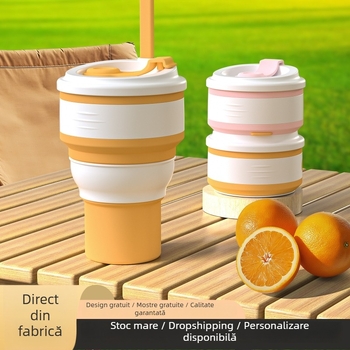 Cană pliabilă din silicon pentru călătorii, de calitate alimentară, rezistentă la temperaturi înalte, pliabilă, potrivită pentru apă de gură sau cafea, cană portabilă
