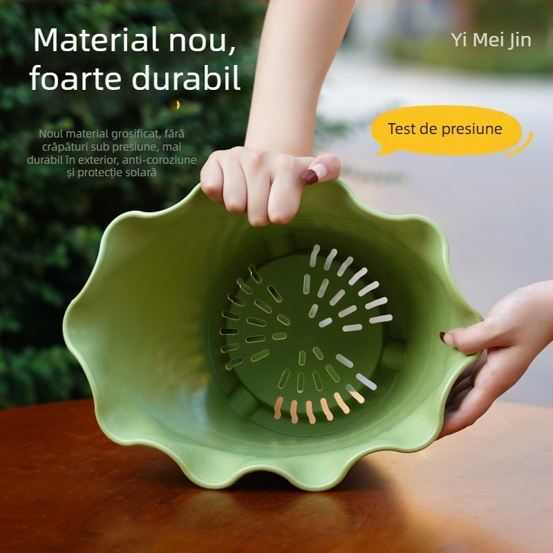 Ghiveci din rășină cu margini ondulate, plastic îngroșat, pentru interior și balcon, design elegant, potrivit pentru crini