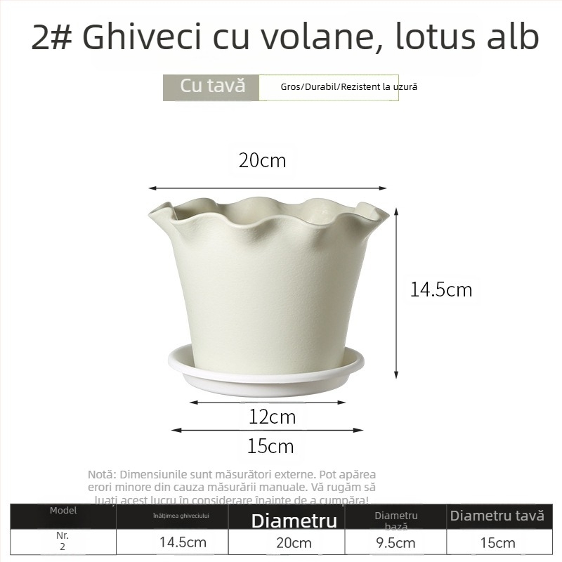 Ghiveci din rășină cu margini ondulate, plastic îngroșat, pentru interior și balcon, design elegant, potrivit pentru crini