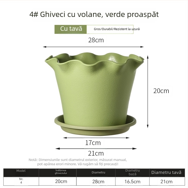 Ghiveci din rășină cu margini ondulate, plastic îngroșat, pentru interior și balcon, design elegant, potrivit pentru crini