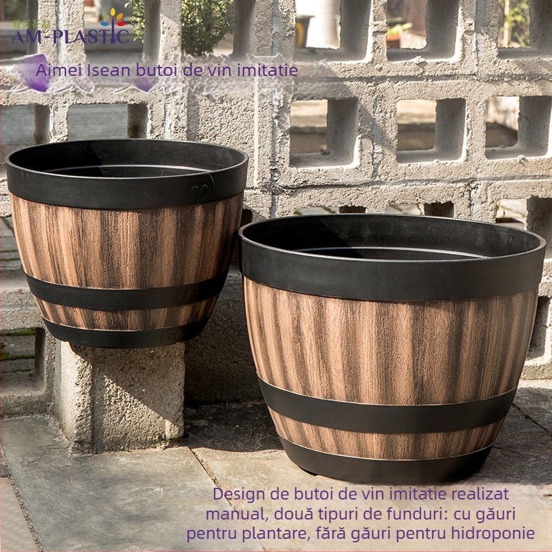 Ghiveci hidroponic pentru Water Lily – formă de butoi, din plastic, extra-large