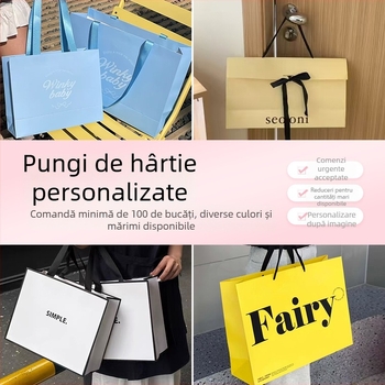 Genți de hârtie personalizate cu logo pentru haine — pungii de cadouri din carton alb pentru bijuterii și cosmetice