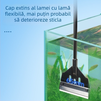 Scraper pentru alge în acvariu, cu mâner lung, curățare temeinică a algelor și mușchiului