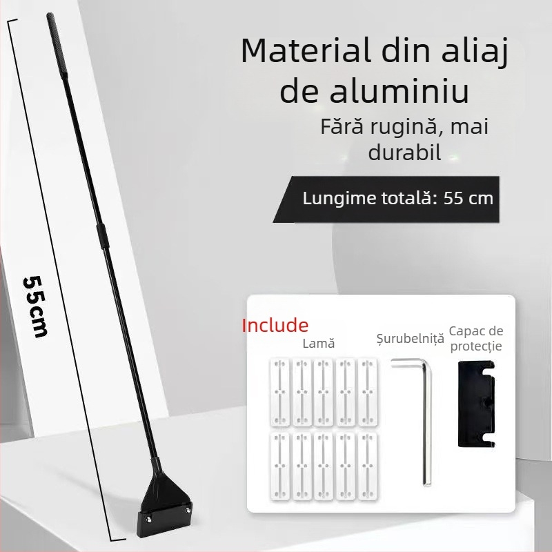 Scraper pentru alge în acvariu, cu mâner lung, curățare temeinică a algelor și mușchiului