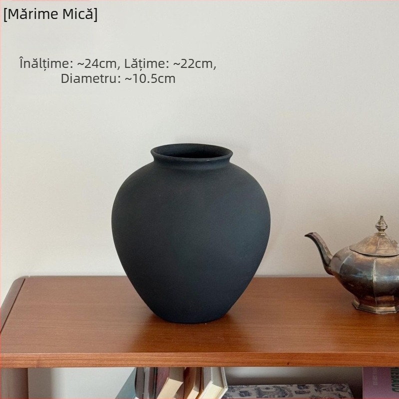 Vază ceramică în stil Wabi-Sabi, vas mare retro pentru aranjamente florale, piesă decorativă elegantă