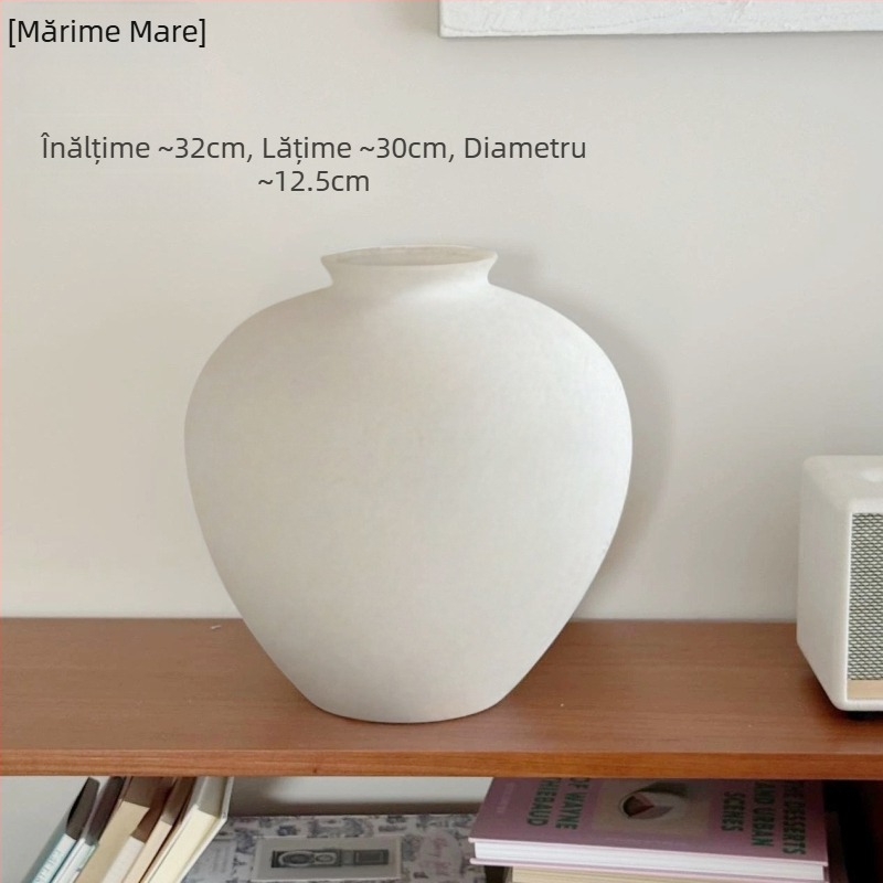Vază ceramică în stil Wabi-Sabi, vas mare retro pentru aranjamente florale, piesă decorativă elegantă