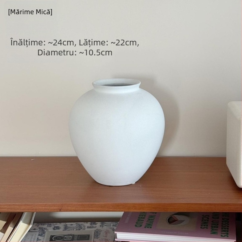 Vază ceramică în stil Wabi-Sabi, vas mare retro pentru aranjamente florale, piesă decorativă elegantă