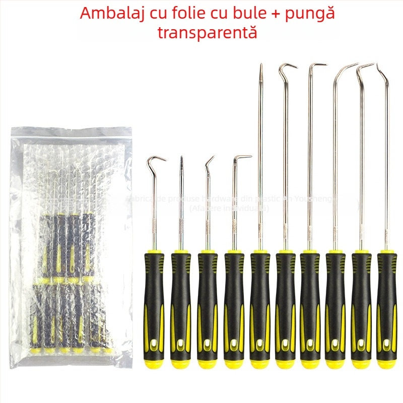 Set de 10 unelte auto, cu cârlig pentru etanșări de ulei, pentru demontarea echipamentelor mecanice, extragerea garniturilor