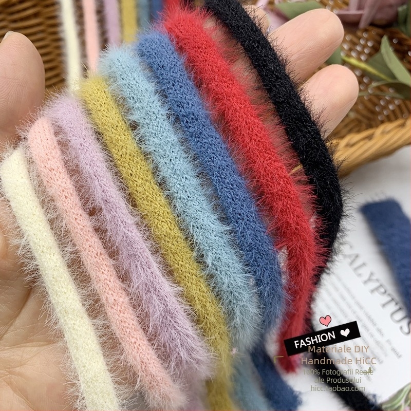 Set DIY accesorii păr: panglică tricotată din pluș, cu două straturi, pentru toamnă–iarna, include inel pentru păr și clipsuri