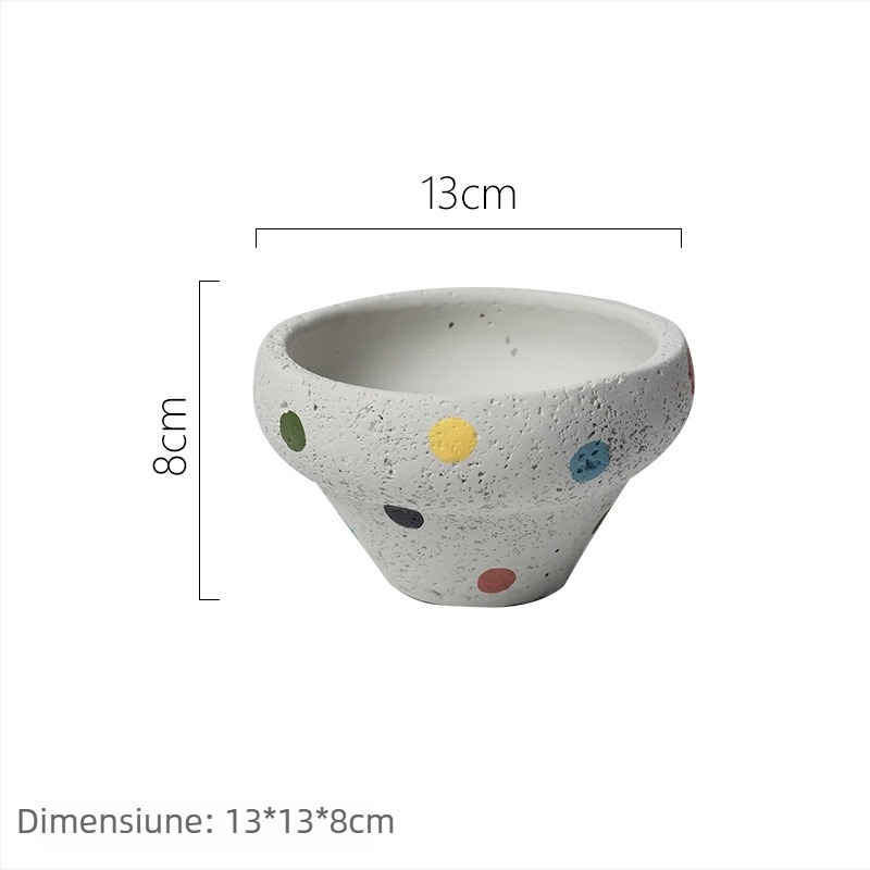 Ghiveci ceramic în stil nordic pentru interior, pentru suculente, decor circular pentru plante