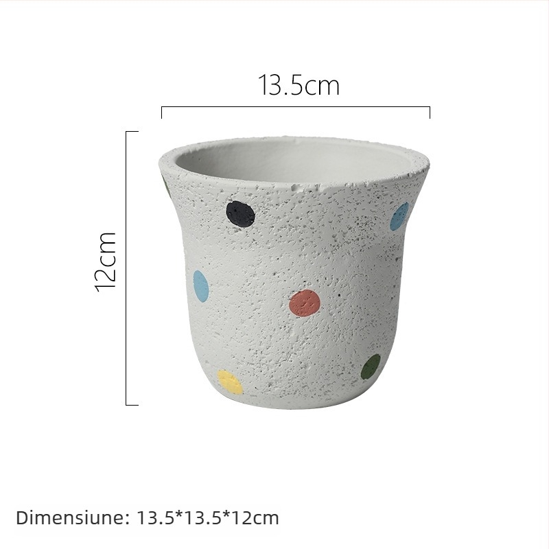 Ghiveci ceramic în stil nordic pentru interior, pentru suculente, decor circular pentru plante