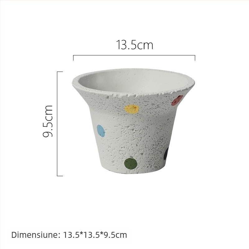 Ghiveci ceramic în stil nordic pentru interior, pentru suculente, decor circular pentru plante