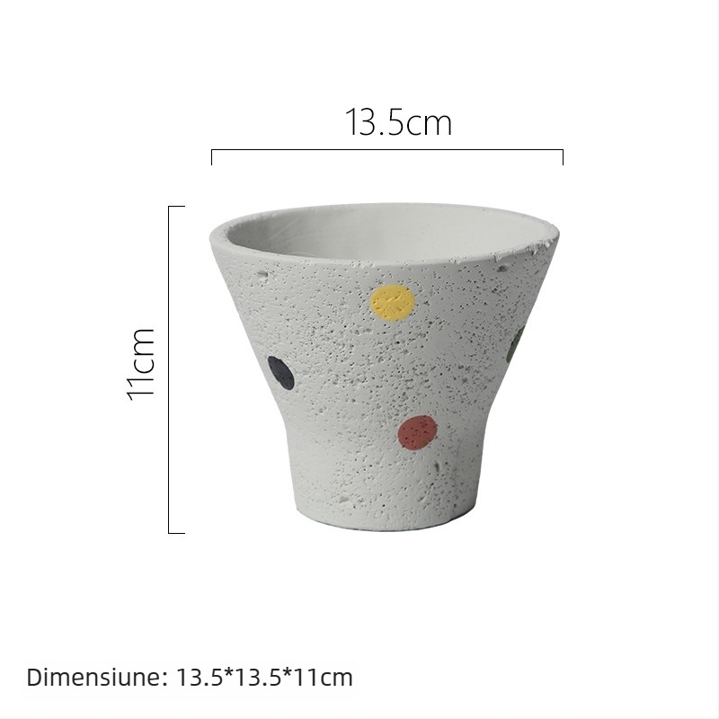Ghiveci ceramic în stil nordic pentru interior, pentru suculente, decor circular pentru plante