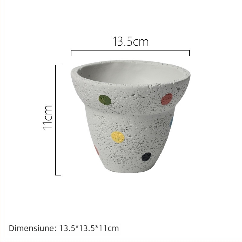 Ghiveci ceramic în stil nordic pentru interior, pentru suculente, decor circular pentru plante