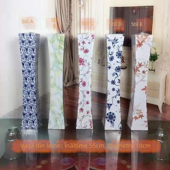 Vază din lemn pentru podea, sufragerie și hol — vază decorativă elegantă pentru casă, recuzită pentru nuntă și fotografiere